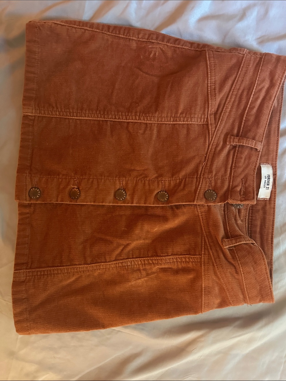 Women’s Corduroy Pants in Rust Orange with Button Fly